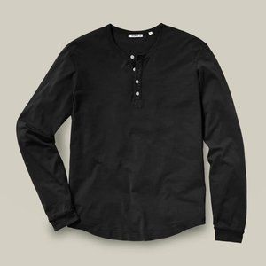 Buck Mason Long Sleeve Black Henley (Small)